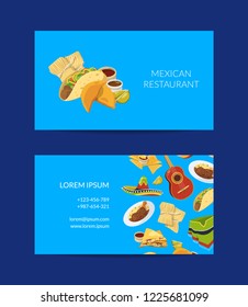 Vector cartoon mexican food business card template