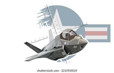 Vector Cartoon Military Stealth Jet Fighter Plane. Available EPS-10 Vector Format Separated By Groups And Layers For Easy Edit