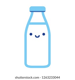 Vector Cartoon Milk Bottle Icon Isolated On White Background