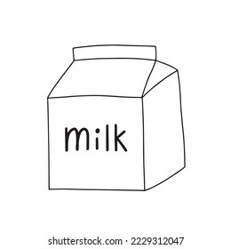 Caja de leche de dibujos animados aislada