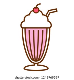 Vector Cartoon Milkshake Icon Isolated On White Background