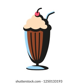 Vector Cartoon Milkshake Icon Isolated On White Background