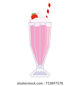 Vector Cartoon Milkshake Isolated On White Background