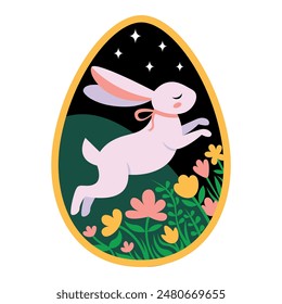 Vector Cartoon Mimimalist Cute Rabbit illustration Isolated