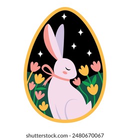 Vector Cartoon Mimimalist Cute Rabbit illustration Isolated