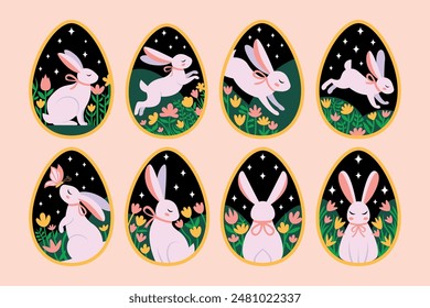 Vector Cartoon Mimimalist Cute Rabbit illustration Isolated