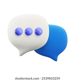 Vector de dibujos animados icono de charla 3D mínima. Representación realista de burbujas de discurso, mensajes de chat, escribir un concepto de chat, comentario de texto en las redes sociales, globo de diálogo con puntos, Asistencia en línea.