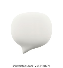 Vector cartoon minimal 3d white speech bubble icon. Realistic render of chat messaging, customer review, text bubble, comment in social media, dialogue talking balloon or thought cloud concept.