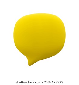 Ícone de balão de fala amarela 3d mínima de desenho animado vetorial. Renderização realista de mensagens de bate-papo, revisão de clientes, bolha de texto, comentário nas mídias sociais, diálogo falando balão ou conceito de nuvem de pensamento.