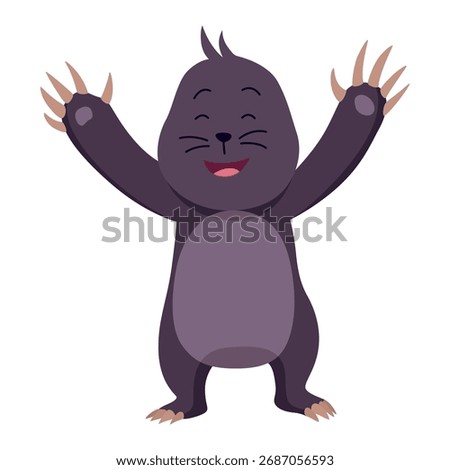 Vector cartoon mole. Cute illustration of funny animal for children design