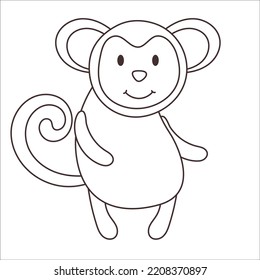 Vector cartoon monkey . African animal. funny kind monkey. Funny cute Adorable little african animal for kids wear, nursery, poster, invitation doodle coloring book