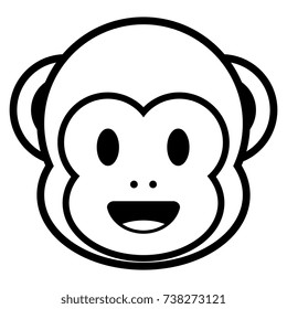 Vector Cartoon Monkey Emoji Isolated On White Background