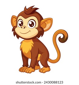 Vector of cartoon monkey illustration on white