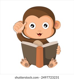 vector cartoon monkey reading a book. It can be used as graphic design
