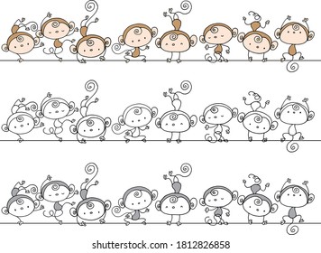 Vector cartoon monkeys background icon
