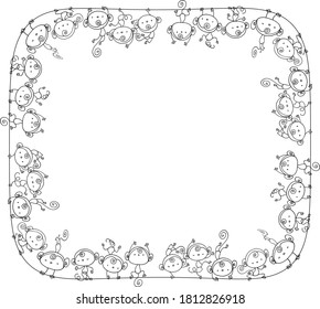 Vector cartoon monkeys background icon
