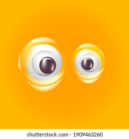 vector cartoon monster eyes isolated on orange background
