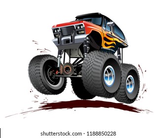 Vector Cartoon Monster Truck. Available EPS-10 separated by groups and layers with transparency effects for one-click repaint.