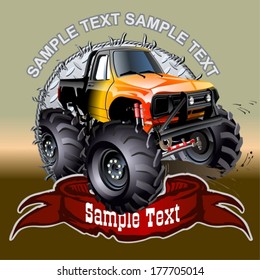 Vector Cartoon Monster Truck. Available EPS-10 vector format separated by groups and layers with transparency effects for one-click repaint