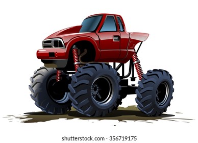 Vector Cartoon Monster Truck. Available EPS-10 vector format separated by groups and layers for one-click repaint