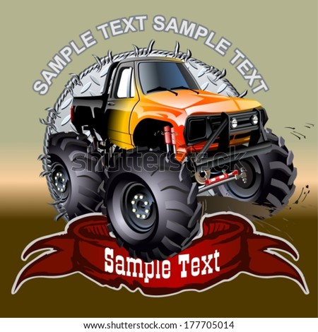 Vector Cartoon Monster Truck. Available EPS-10 vector format separated by groups and layers with transparency effects for one-click repaint