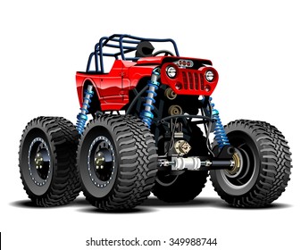 Vector Cartoon Monster Truck. EPS-10 separated by groups and layers