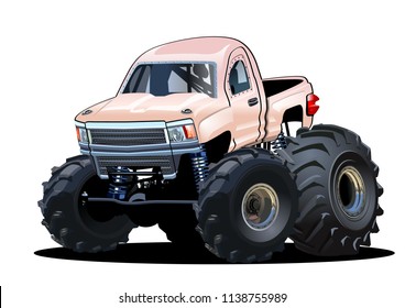 Vector Cartoon Monster Truck isolated on white. Available EPS-10 separated by groups and layers with transparency effects for one-click repaint