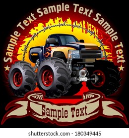 Vector Cartoon Monster Truck. One-click repaint. Available EPS-10 vector formats separated by groups and layers for easy edit