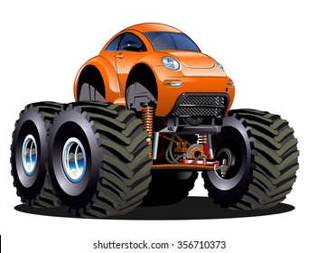 Vector Cartoon Monster Truck one-click repaint. Available EPS-10 vector format separated by groups and layers for easy edit