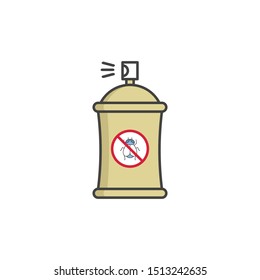 vector cartoon mosquito repellent spray cans / cute stop mosquito illustration / flat style, icon template, isolated / on white