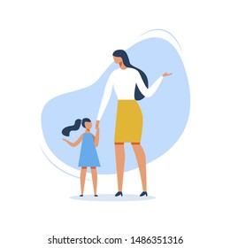 Vector Cartoon Mother and Daughter Cutout Illustration. Medicine and Health Security Family Insurance. Child Immunity and Healthcare, Prevention and Treatment. Consultation and Diagnosis