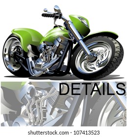 Vector Cartoon Motobike. Available eps-10 format separated by groups and layers with transparency effects for one-click repaint.