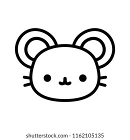 Vector Cartoon Mouse Icon Isolated On White Background