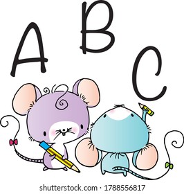 vector cartoon mouse Write abc