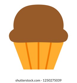 Vector Cartoon Muffin Icon Isolated On White Background