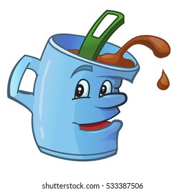 vector cartoon mug with coffee or tea