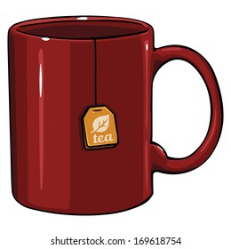 vector cartoon mug with tea bag