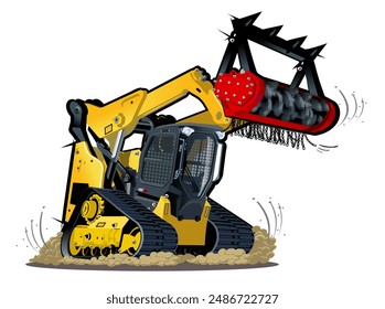 Vector Cartoon Mulcher Tractor. Available EPS-10 vector format separated by groups for easy edit