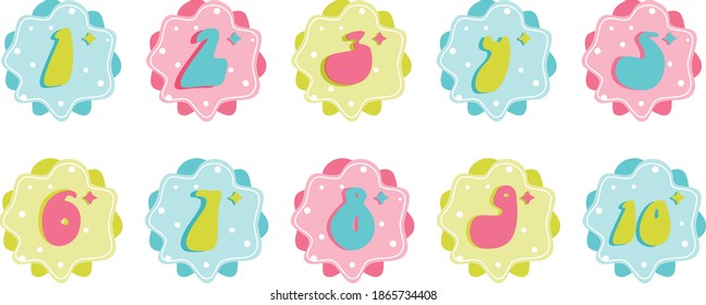 
vector cartoon multicolored baby numbers, kids illustration, cute birthday card template