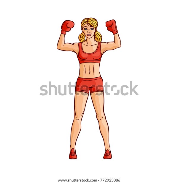 Vector Cartoon Muscular Strong Cute Beautiful Stock Vector (Royalty ...