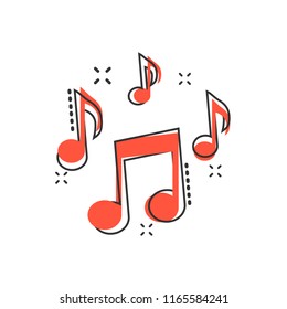 Vector cartoon music note icon in comic style. Sound media concept illustration pictogram. Audio note business splash effect concept. - Shutterstock ID 1165584241