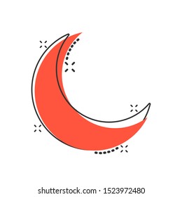 Vector cartoon nighttime moon and stars icon in comic style. Lunar night concept illustration pictogram. Moon business splash effect concept.