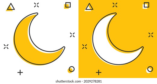 Vector cartoon nighttime moon and stars icon in comic style. Lunar night concept illustration pictogram. Moon business splash effect concept.