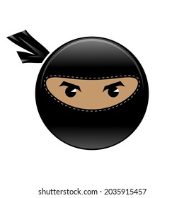 Dibujo vectorial Ninja Face Icon aislado en fondo blanco. Logo del Guerrero.