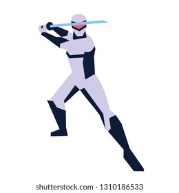 Vector Cartoon Ninja Video Game Character Isolated