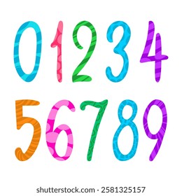 Vector cartoon numbers, mathematical symbols for children, learning, schools, kindergartens