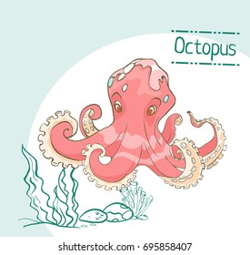 Vector cartoon octopus