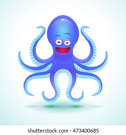 Vector cartoon octopus illustration.