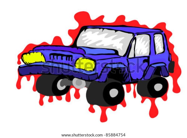 Vector Cartoon Offroad Vehicle Vector Tattoo Stock Vector Royalty Free 85884754