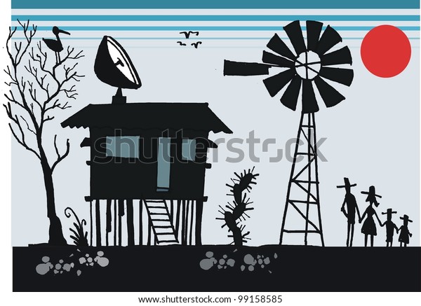 Vector Cartoon Old Australian Outback Shack Stock Vector Royalty Free 99158585